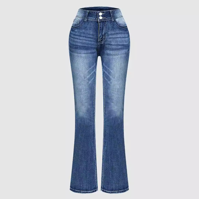 Αποκλειστική διασυνοριακή ανεξάρτητη ιστοσελίδα του Amazon Νέα μοντέρνα ευέλικτα ελαστικά τζιν αδυνατίσματος με κέντημα και φαρδιά γραμμή για γυναίκες