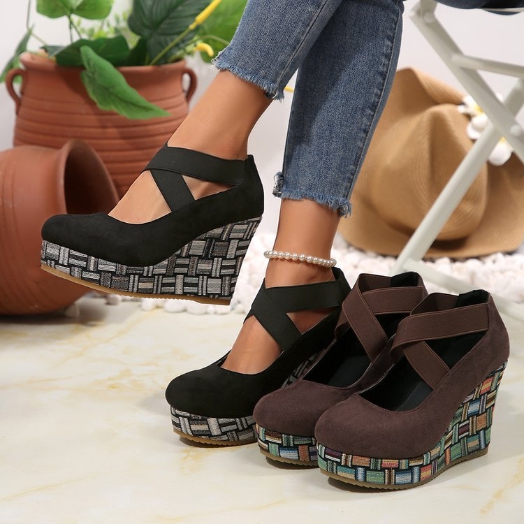 Σανδάλια Πλατφόρμας Εξωτερικού Εμπορίου Διασυνοριακά 2025 Νέα Άνοιξη και Φθινόπωρο Μοντέρνα Σανδάλια Πλατφόρμας με Χοντρό Σόλα, Ψηλοτάκουνα, Σταυρωτό Λουράκι, Μεγάλο Μέγεθος