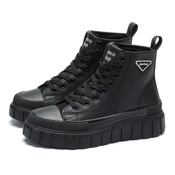 „CrossBorder 2025“ rudens ir žiemos naujo stiliaus patogūs storapadžiai moteriški laisvalaikio bateliai, juodi, paprasti, aukštakulniai bateliai moterims.