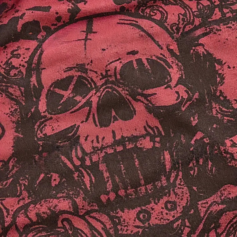 Ευρωπαϊκό και Αμερικανικό Καλοκαίρι και Φθινόπωρο Νέο Στυλ Εξατομικευμένης Κεφαλής Κρανίου Σκούρο Τυπωμένο Γιλέκο All Saints με Στάμπα σε Πολύ Κοντό Στενή Γραμμή με Σωλήνα