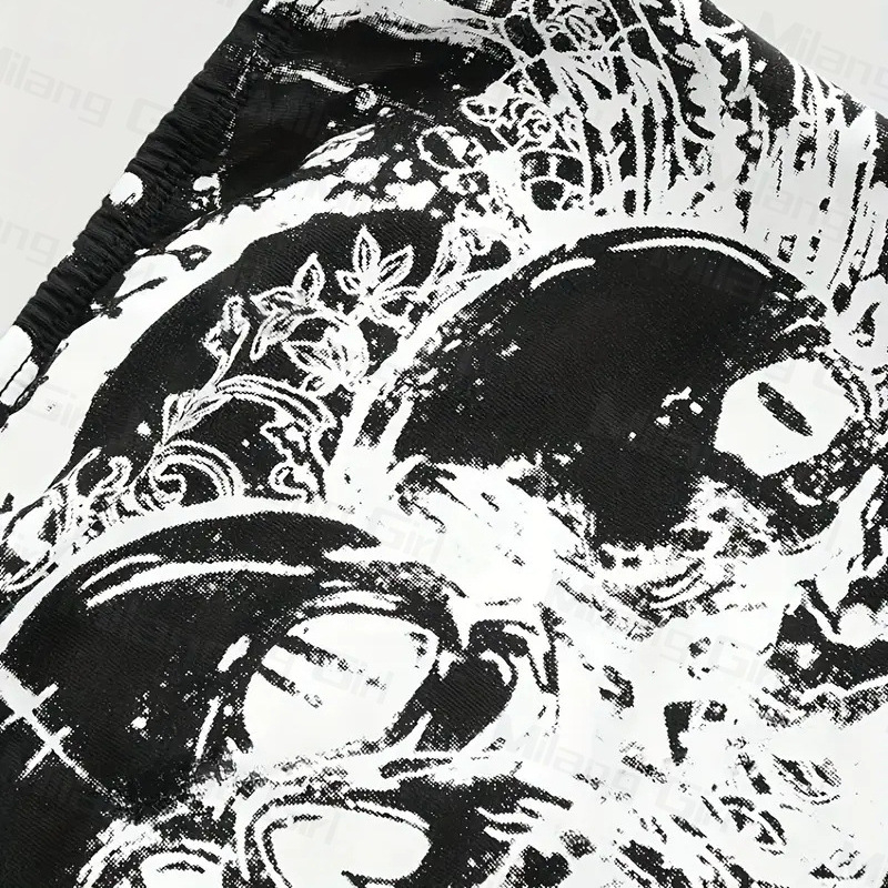 Ευρωπαϊκό και Αμερικανικό Καλοκαίρι και Φθινόπωρο Νέο Στυλ Εξατομικευμένης Κεφαλής Κρανίου Σκούρο Τυπωμένο Γιλέκο All Saints με Στάμπα σε Πολύ Κοντό Στενή Γραμμή με Σωλήνα