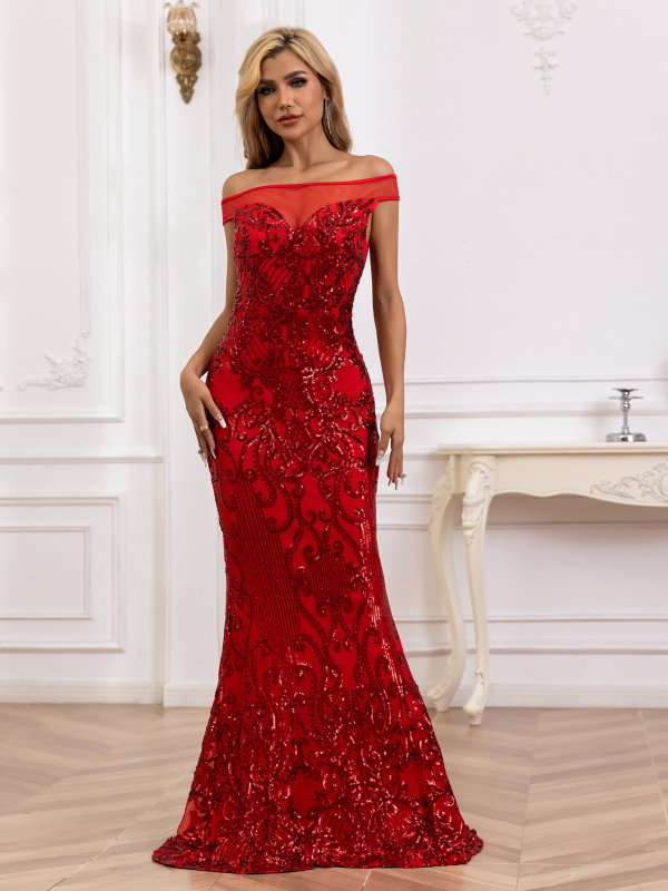 Europietiško ir amerikietiško stiliaus blizgučiais puošta seksuali elegantiška vakarinė suknelė su nėriniuota ilga Hepburn stiliaus pagal užsakymą su seksualiais blizgučiais