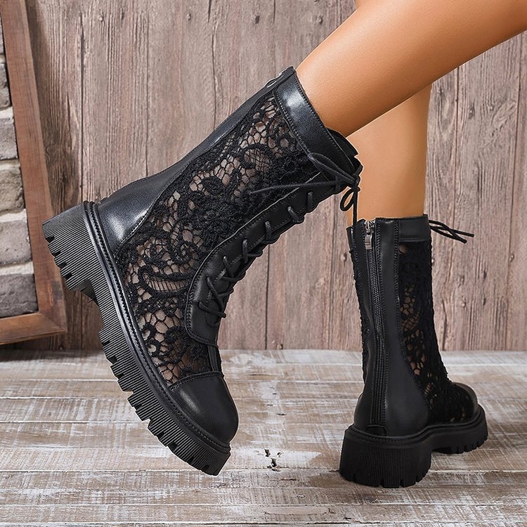 Užsienio prekybos tuščiaviduriai Martino batai moterims, 2024 m. pavasario ir vasaros ploni, naujo stiliaus, kvėpuojantys, tinkliniai, vėsūs batai, storu dugnu, universalūs vasariniai batai