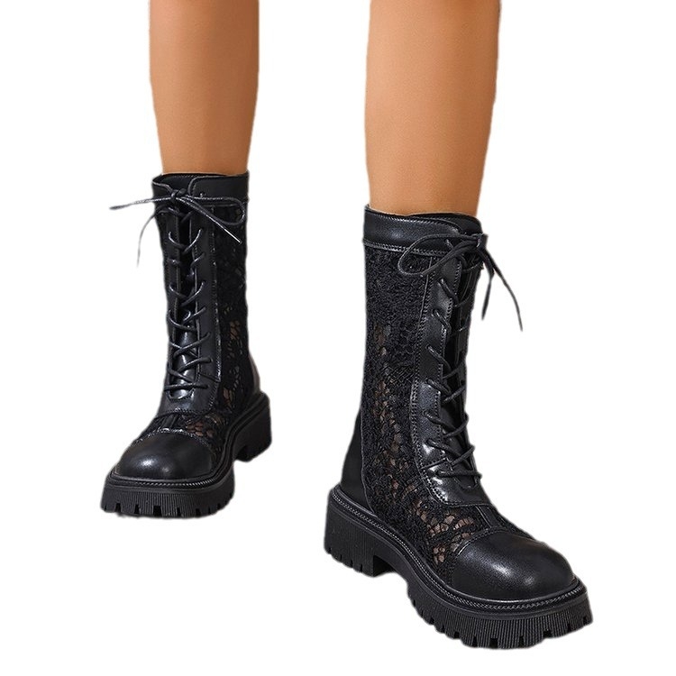 Užsienio prekybos tuščiaviduriai Martino batai moterims, 2024 m. pavasario ir vasaros ploni, naujo stiliaus, kvėpuojantys, tinkliniai, vėsūs batai, storu dugnu, universalūs vasariniai batai