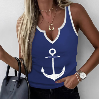 LN1331 σε απόθεμα Άνοιξη και Καλοκαίρι 2024 Νέο Γυναικείο Μοντέρνο Casual Αμάνικο Γιλέκο με V-Neck και Στάμπα, σε Διαγώνια Στενή ...