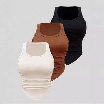 Aliexpress Temu 2024 Σε πωλήσεις μονόχρωμο halter camisole με σπείρωμα για γυναίκες