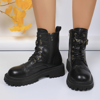 Εξωτερικό Εμπόριο 2024 Νέες Φθινοπωρινές Μπότες Martin Γυναικείες με Φερμουάρ στο Πλάι, Χοντρό Τακούνι, Άνετες, Λεπτές Μπότες Αστραγάλου