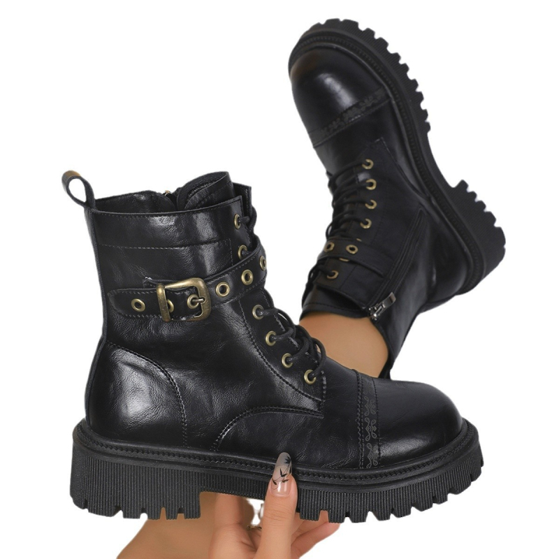 Εξωτερικό Εμπόριο 2024 Νέες Φθινοπωρινές Μπότες Martin Γυναικείες με Φερμουάρ στο Πλάι, Χοντρό Τακούνι, Άνετες, Λεπτές Μπότες Αστραγάλου