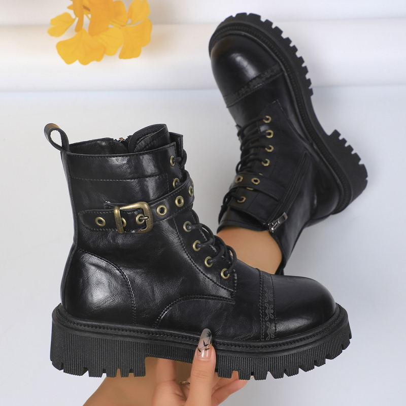 Εξωτερικό Εμπόριο 2024 Νέες Φθινοπωρινές Μπότες Martin Γυναικείες με Φερμουάρ στο Πλάι, Χοντρό Τακούνι, Άνετες, Λεπτές Μπότες Αστραγάλου