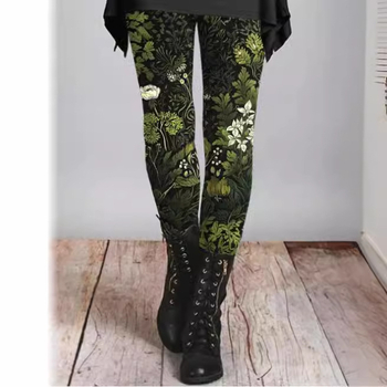 Μακρύ γυναικείο παντελόνι με στενή εφαρμογή για το φθινόπωρο και τον χειμώνα του 2024, ρετρό, έθνικ στυλ, με στάμπα και λεπτό, αναπνεύσιμο τελείωμα.