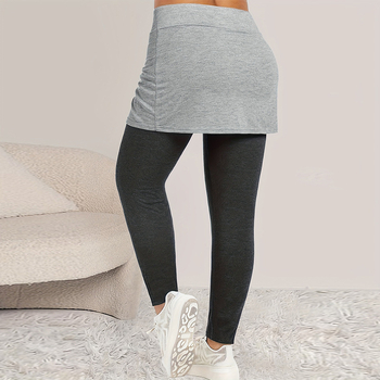 Piiriülesed Euroopa ja Ameerika temperamendiga kootud kontrastvärvi võlts kaheosalised pluss-suuruses kitsad püksid, pingutusnööriga elastse vöökohaga joogapüksid naistele