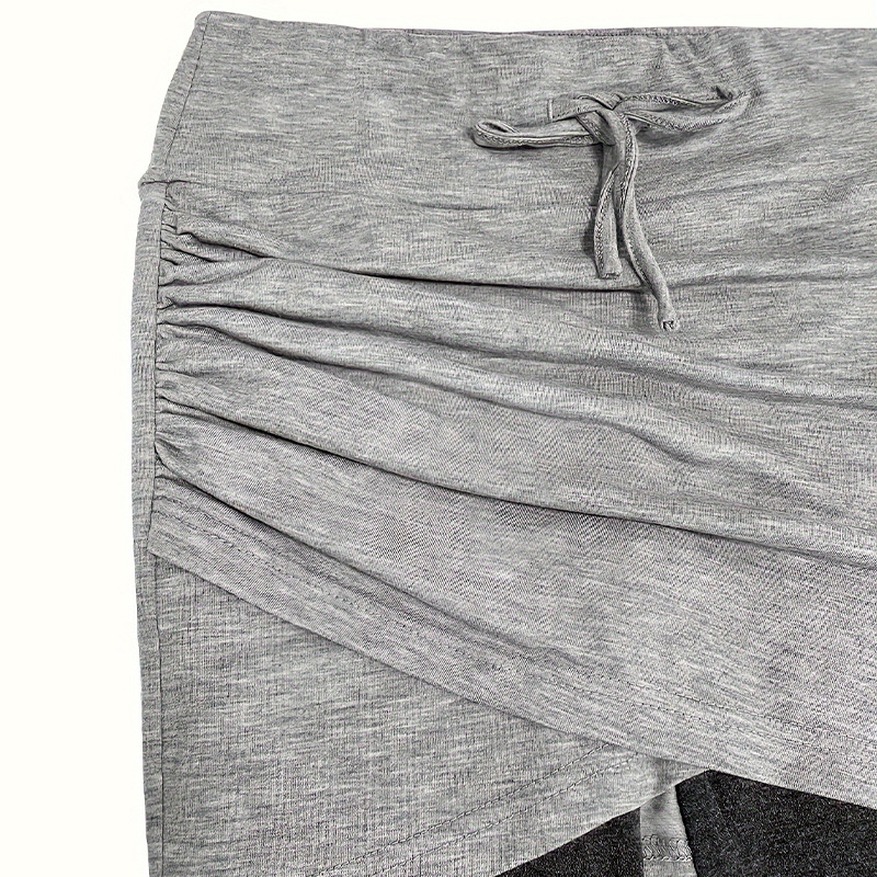 Piiriülesed Euroopa ja Ameerika temperamendiga kootud kontrastvärvi võlts kaheosalised pluss-suuruses kitsad püksid, pingutusnööriga elastse vöökohaga joogapüksid naistele