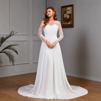 Europska i američka vanjska trgovina Nova ženska Amazon seksi čipkasta vjenčanica dugih rukava s grudima, pamučna velika haljina za ljuljanje, bijela