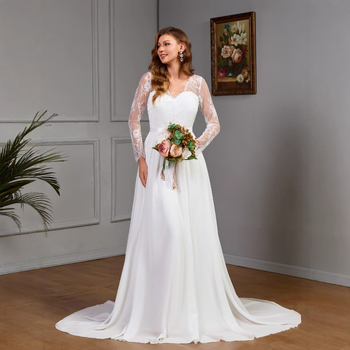 Europska i američka vanjska trgovina Nova ženska Amazon seksi čipkasta vjenčanica dugih rukava s grudima, pamučna velika haljina za ljuljanje, bijela