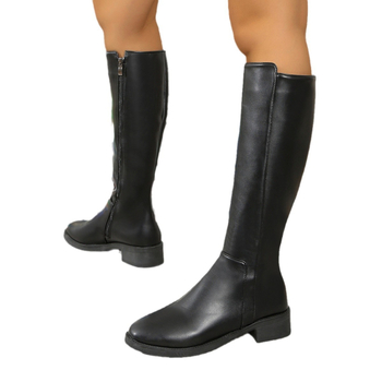 Παιδικές μακριές μπότες Φθινόπωρο/Χειμώνας 2024, νέες μπότες αδυνατίσματος μέχρι το γόνατο με αγκράφα και χοντρό πάτο