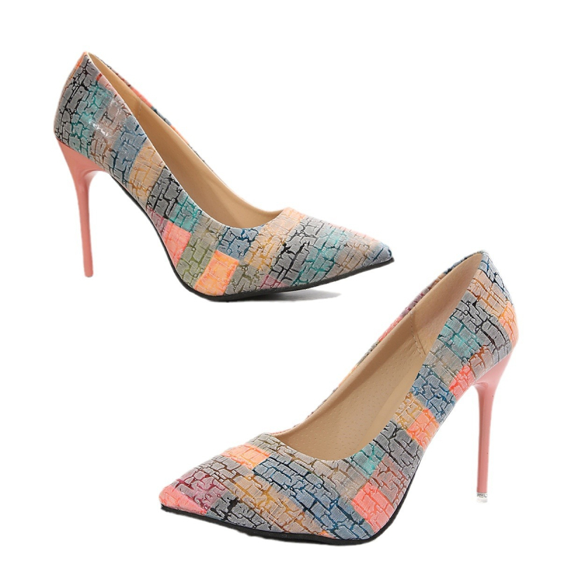 Γυναικεία ψηλοτάκουνα σε κορεατικό στιλ, μεγάλα μεγέθη, 2024, νέα, μυτερά τακούνια στιλέτο, σε ασορτί χρώμα, σε ρηχά, ευρωπαϊκά και αμερικανικά στυλ, μοντέρνα ψηλοτάκουνα