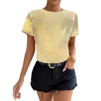 Amazon Cross-Border Νέο Aliexpress Άνοιξη και Καλοκαίρι Ευρωπαϊκό και Αμερικανικό Casual T-shirt με Στρογγυλή Λαιμόκοψη και Κοντομάνικο Μπλούζα