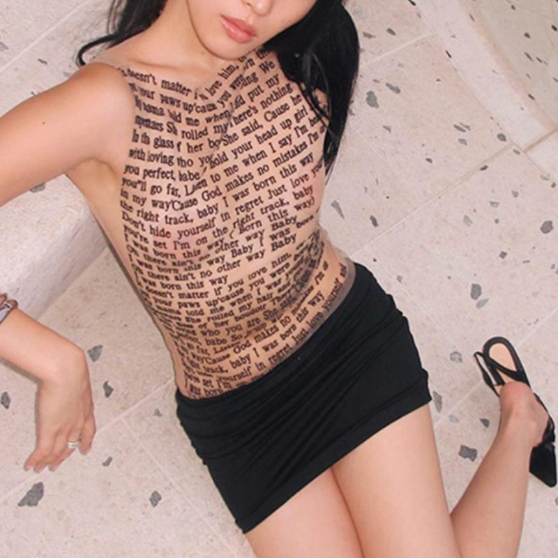 „AliExpress“ europietiško ir amerikietiško stiliaus pavasario ir vasaros nauji madingi spausdinti apvalios kaklo berankoviai liekninantys marškinėliai moterims