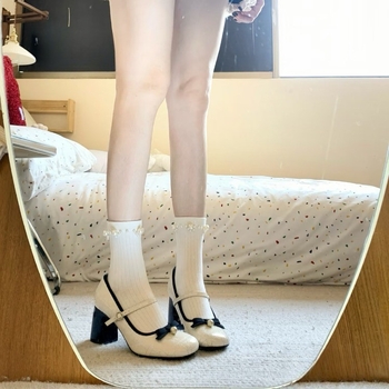 Γυναικεία ψηλοτάκουνα Mary Jane 2025, νέας σχεδίασης, Sense Late Night Breeze Diamond Bow, με στρογγυλό κεφάλι και χοντρό τακούνι, μονής στρώσης.