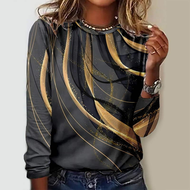 Νέο γυναικείο μπλουζάκι Amazon με στρογγυλή λαιμόκοψη και μακριά μανίκια του 2024, δημιουργικό πρισματικό, σε πωλήσεις από ανεξάρτητο σταθμό στην Ευρώπη και τις Ηνωμένες Πολιτείες