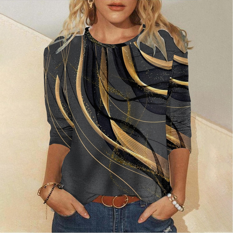 Νέο γυναικείο μπλουζάκι Amazon με στρογγυλή λαιμόκοψη και μακριά μανίκια του 2024, δημιουργικό πρισματικό, σε πωλήσεις από ανεξάρτητο σταθμό στην Ευρώπη και τις Ηνωμένες Πολιτείες