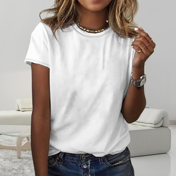 Γυναικείο κοντομάνικο μπλουζάκι με ψηφιακή εκτύπωση Cross-border Independent Station Amazon 2025, casual, φλοράλ σχέδιο