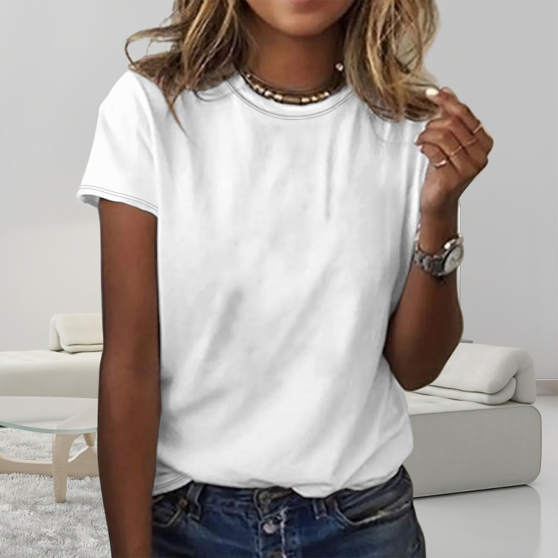 Γυναικείο κοντομάνικο μπλουζάκι με ψηφιακή εκτύπωση Cross-border Independent Station Amazon 2025, casual, φλοράλ σχέδιο