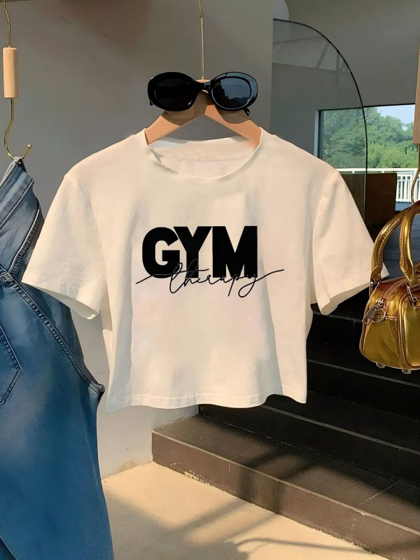 Νέο διασυνοριακό μπλουζάκι με κοντό μανίκι και τυπωμένο τοπ μέχρι τον ομφαλό του 2025, σε στυλ Y2K