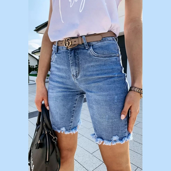 Amazon eBay Hot Denim Παντελόνι μεσαίου μήκους για γυναίκες, καλοκαιρινό INS, μοντέρνο τζιν με ψηλή μέση και ίσια γραμμή, πέντε πόντους