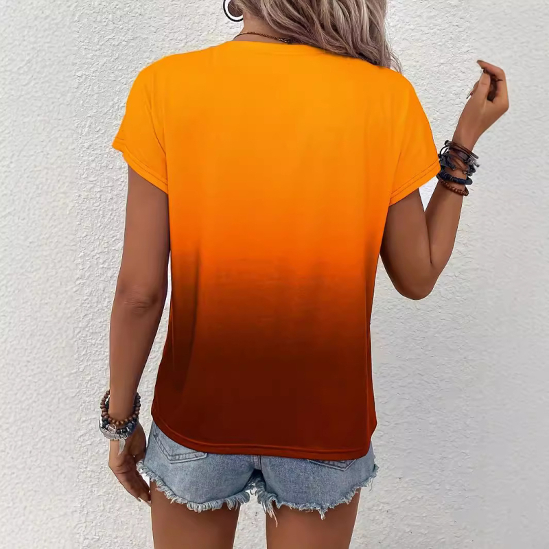 Γυναικείο μπλουζάκι TEMU Independent Station 2024, casual, με στρογγυλή λαιμόκοψη και ντεγκραντέ σε απόθεμα, χονδρικής