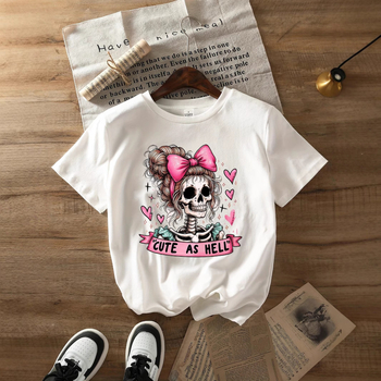 Μπλούζα με κρανίο και λουλούδι, με στρογγυλή λαιμόκοψη, καυτή γυναικεία μπλούζα για γιορτές, για πάρτι Halloween