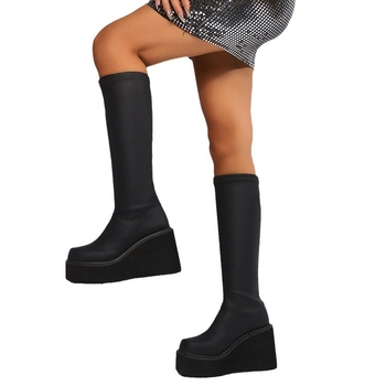 Άνοιξη και φθινόπωρο 2024 νέα δερμάτινα παπούτσια με χοντρή σόλα και τακούνι, τετράγωνο κεφάλι, ελαστικά μπότες, κοντές μπότες, μαλλιά γενιάς temu