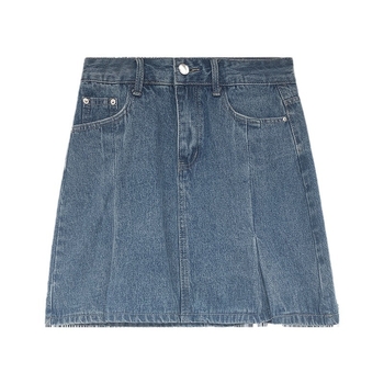 Γυναικεία φούστα τζιν Vintage Design Sense, καλοκαίρι 2024, νέα, ψηλόμεση, χαλαρή, λεπτή φούστα σε γραμμή Α, μέχρι τον γοφό