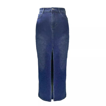 PY1056 Γυναικεία φούστα τζιν με ψηλή μέση και διακλαδική σχεδίαση Amazon, με διαιρεμένη γραμμή και ελαστική γραμμή