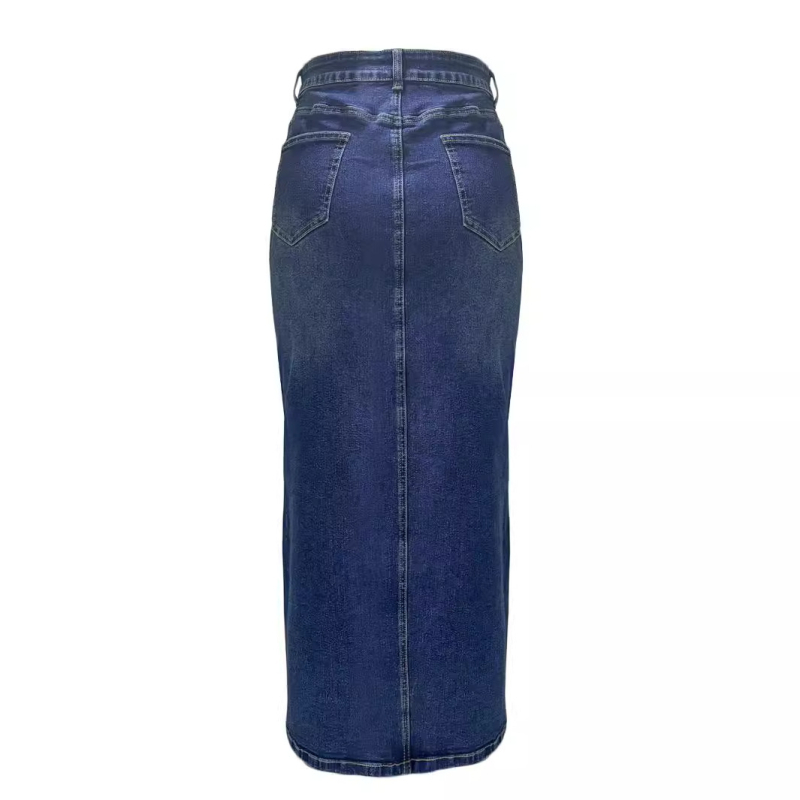 PY1056 Γυναικεία φούστα τζιν με ψηλή μέση και διακλαδική σχεδίαση Amazon, με διαιρεμένη γραμμή και ελαστική γραμμή