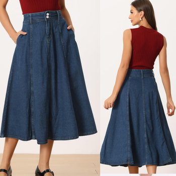 Ευρωπαϊκή και Αμερικανική σκούρα μπλε φούστα για γυναίκες Νέα εξαγωγή σε υψηλές πωλήσεις Μοντέρνα φούστα τζιν Πλυμένη φούστα τζιν
