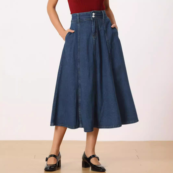Ευρωπαϊκή και Αμερικανική σκούρα μπλε φούστα για γυναίκες Νέα εξαγωγή σε υψηλές πωλήσεις Μοντέρνα φούστα τζιν Πλυμένη φούστα τζιν