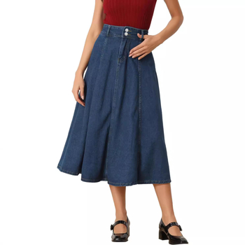 Ευρωπαϊκή και Αμερικανική σκούρα μπλε φούστα για γυναίκες Νέα εξαγωγή σε υψηλές πωλήσεις Μοντέρνα φούστα τζιν Πλυμένη φούστα τζιν