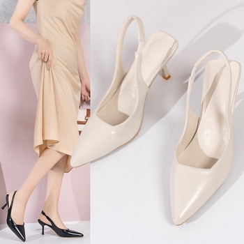 Γυναικεία ψηλοτάκουνα σανδάλια Baotou, καλοκαίρι 2024, νέα, μυτερά ψηλοτάκουνα γυναικεία παπούτσια με γαλλικό τακούνι στιλέτο, μεγάλα μεγέθη