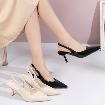 Γυναικεία ψηλοτάκουνα σανδάλια Baotou, καλοκαίρι 2024, νέα, μυτερά ψηλοτάκουνα γυναικεία παπούτσια με γαλλικό τακούνι στιλέτο, μεγάλα μεγέθη