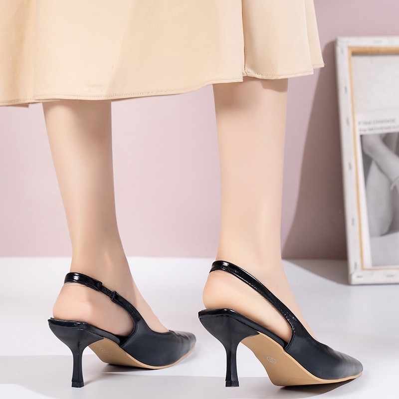 Γυναικεία ψηλοτάκουνα σανδάλια Baotou, καλοκαίρι 2024, νέα, μυτερά ψηλοτάκουνα γυναικεία παπούτσια με γαλλικό τακούνι στιλέτο, μεγάλα μεγέθη