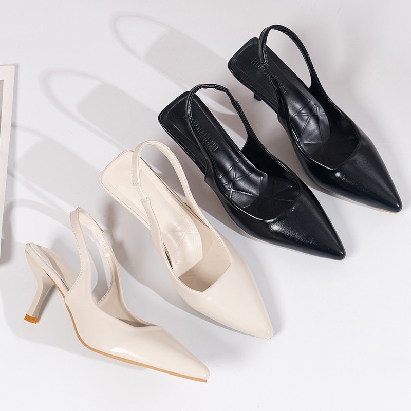 Γυναικεία ψηλοτάκουνα σανδάλια Baotou, καλοκαίρι 2024, νέα, μυτερά ψηλοτάκουνα γυναικεία παπούτσια με γαλλικό τακούνι στιλέτο, μεγάλα μεγέθη