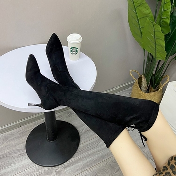 Γυναικείες Μπότες με Μυτερές Δακτύλες και Ψηλότακο, Χειμερινές Μπότες με Ψηλοτάκουνα για Γυναικεία, Νέες Ελαστικές Μπότες Φθινοπώρου, Μακριές Μπότες, Μπότες Στιλέτο Χονδρική