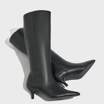 Γυναικείες φαρδιές ίσιες μπότες CrossBorder με τακούνι γάτας, φθινοπωρινές και χειμερινές, νέες μπότες στιλέτο με θήκη μέχρι το γόνατο, σε καθαρό χρώμα και μυτερή μύτη.