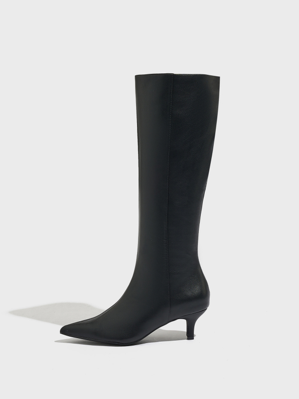 Γυναικείες φαρδιές ίσιες μπότες CrossBorder με τακούνι γάτας, φθινοπωρινές και χειμερινές, νέες μπότες στιλέτο με θήκη μέχρι το γόνατο, σε καθαρό χρώμα και μυτερή μύτη.