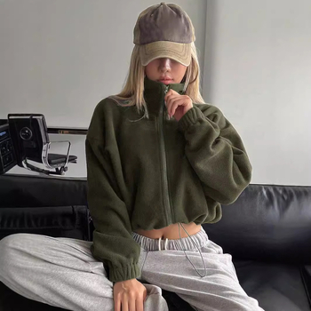 Amazon Εξωτερικού Εμπορίου Κοντό Παλτό με Ψηλό Γιακά Ευρωπαϊκό και Αμερικανικό Φθινόπωρο και Χειμώνας Αθλητικό Παλτό με Κάθετο Γιακά Παλτό από Μαλλί Αρνιού με Κορδόνι