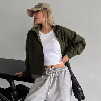 Amazon Εξωτερικού Εμπορίου Κοντό Παλτό με Ψηλό Γιακά Ευρωπαϊκό και Αμερικανικό Φθινόπωρο και Χειμώνας Αθλητικό Παλτό με Κάθετο Γιακά Παλτό από Μαλλί Αρνιού με Κορδόνι