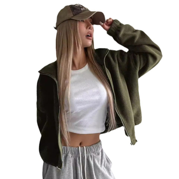 Amazon Εξωτερικού Εμπορίου Κοντό Παλτό με Ψηλό Γιακά Ευρωπαϊκό και Αμερικανικό Φθινόπωρο και Χειμώνας Αθλητικό Παλτό με Κάθετο Γιακά Παλτό από Μαλλί Αρνιού με Κορδόνι