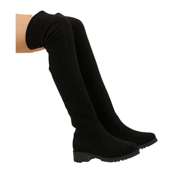Μπότες εξωτερικού εμπορίου plus size μέχρι το γόνατο, φθινόπωρο και χειμώνας 2024, νέες, μονόχρωμες, γυναικείες μπότες με ψηλό σωλήνα και χοντρό πάτο, σε απόθεμα.