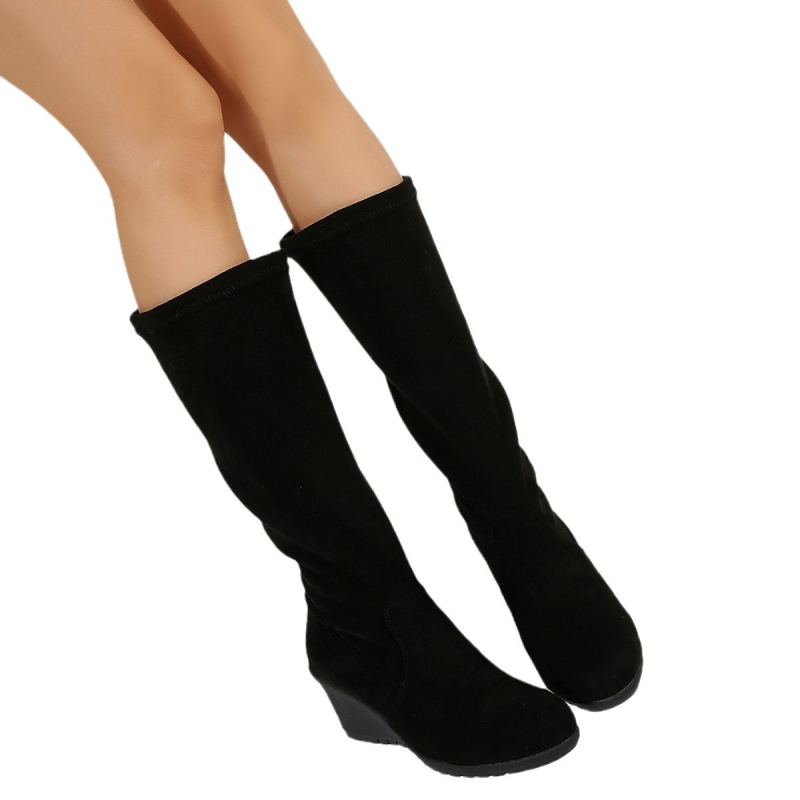 Φθινόπωρο-Χειμώνας 2024, Νέο Στυλ, Γυναικείες Μπότες μέχρι τη Μέση της Γάμπας με Στρογγυλή Μύτη και Τακούνι Σφήνας, Μπότες Chelsea